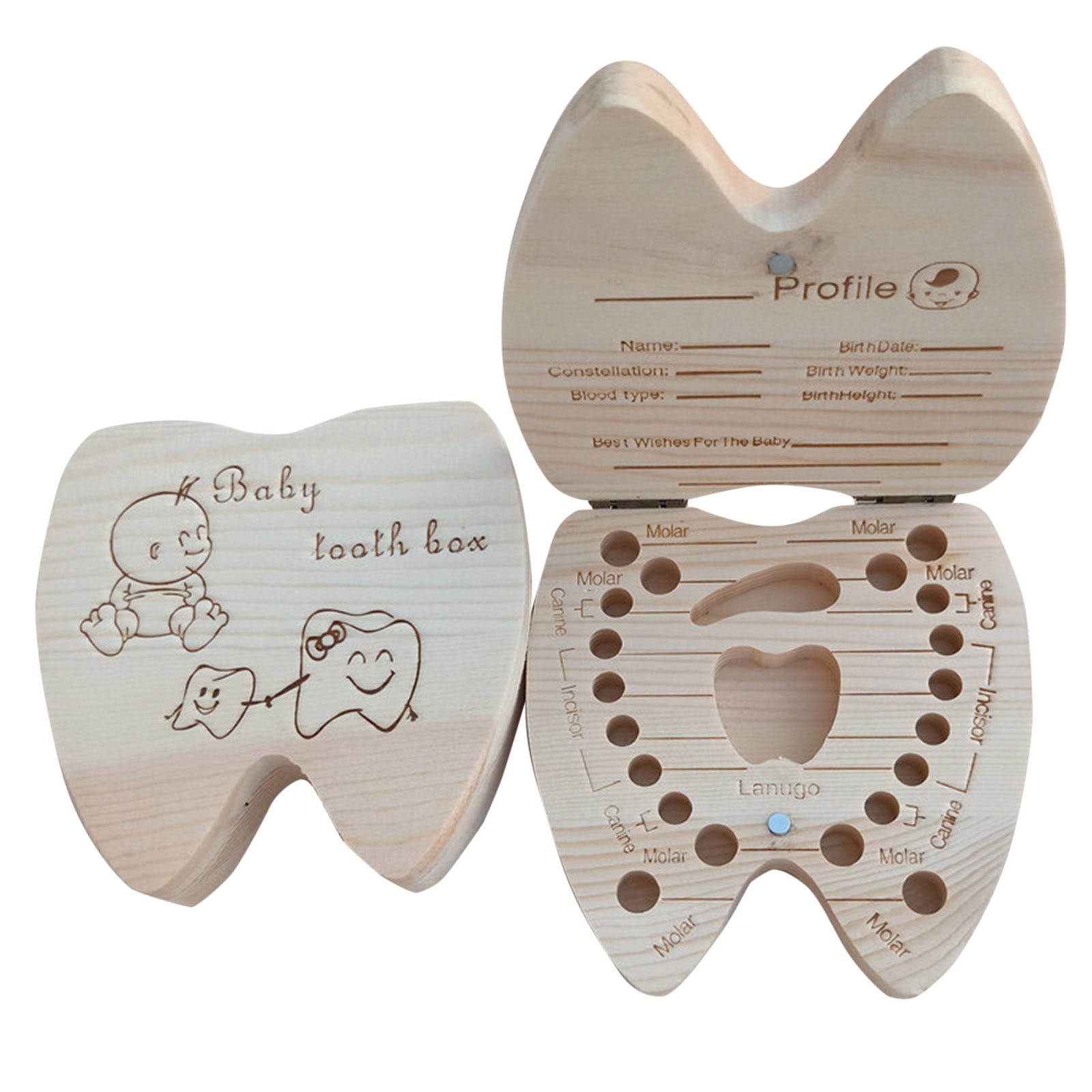 Jkawm Storage Bins Reduction Wooden Deciduous Box Fetal Hair Umbilical Cord Tooth Collectible
