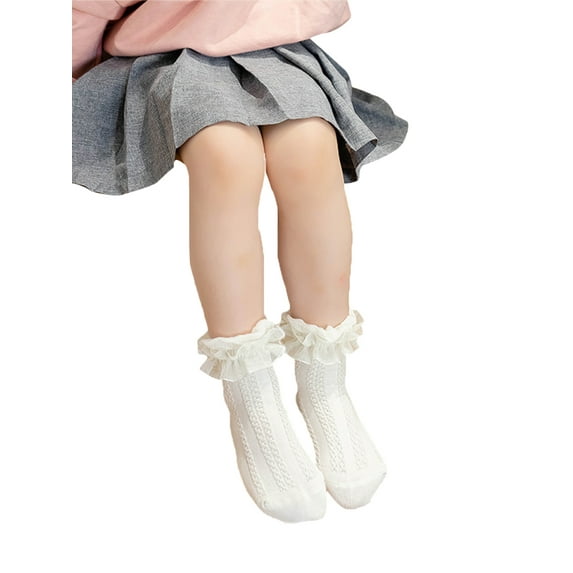 Jkerther Baby Kids Girl Lace Socks Toddler Girl Lace Flounce Princess Socks Cable Knitted Cotton Stocking