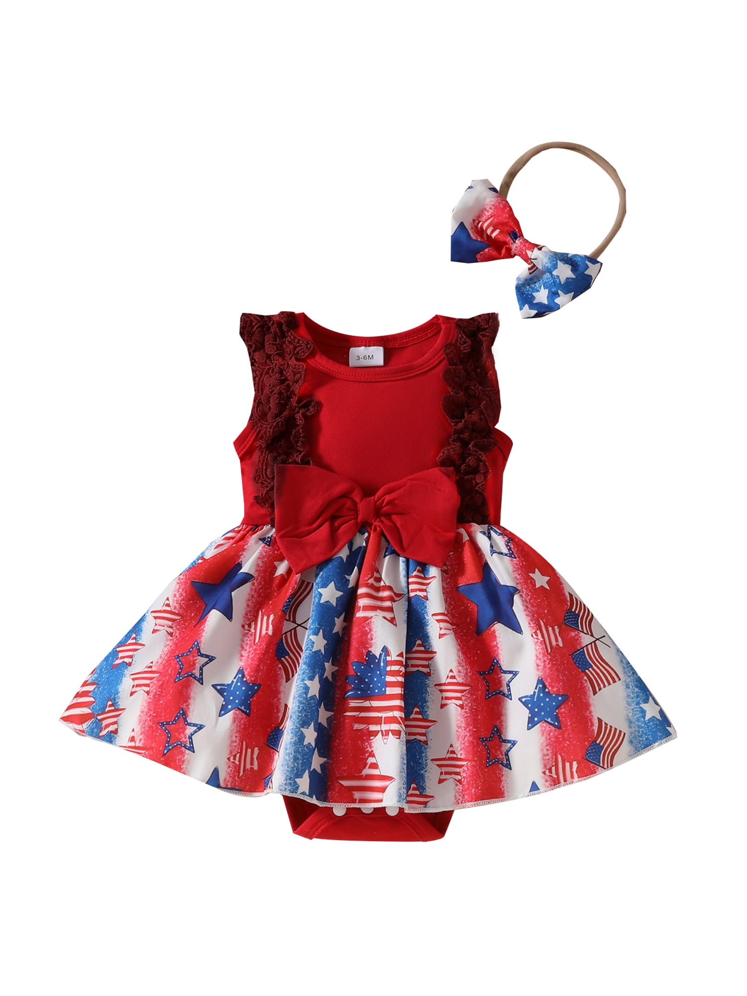 Jkerther Infant 4th of July Romper Dress Baby Girl Independence Day ...