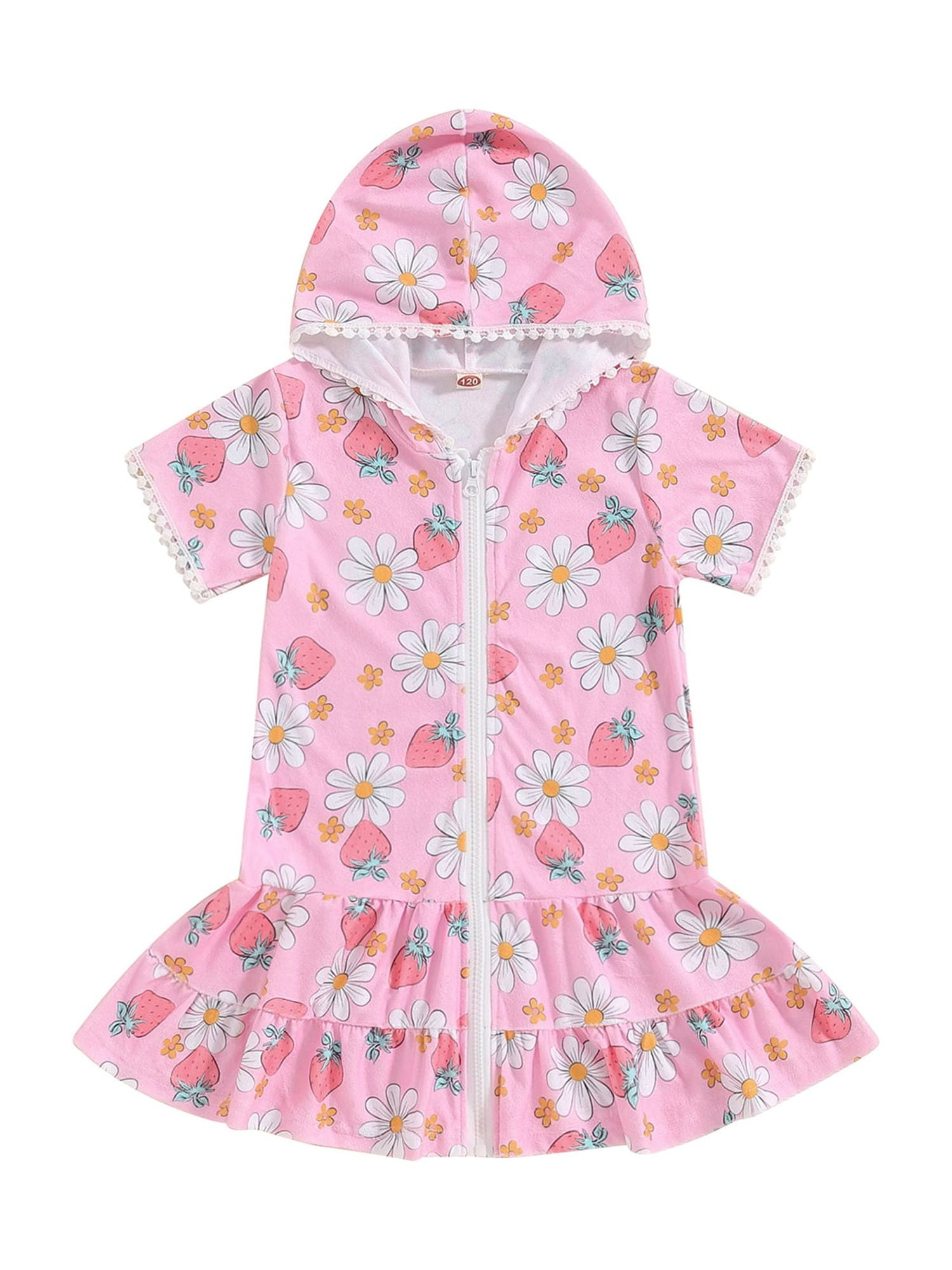Jkerther Kids Robes Toddler Girls Swimsuit Cover Ups Towel Robe ZipUp