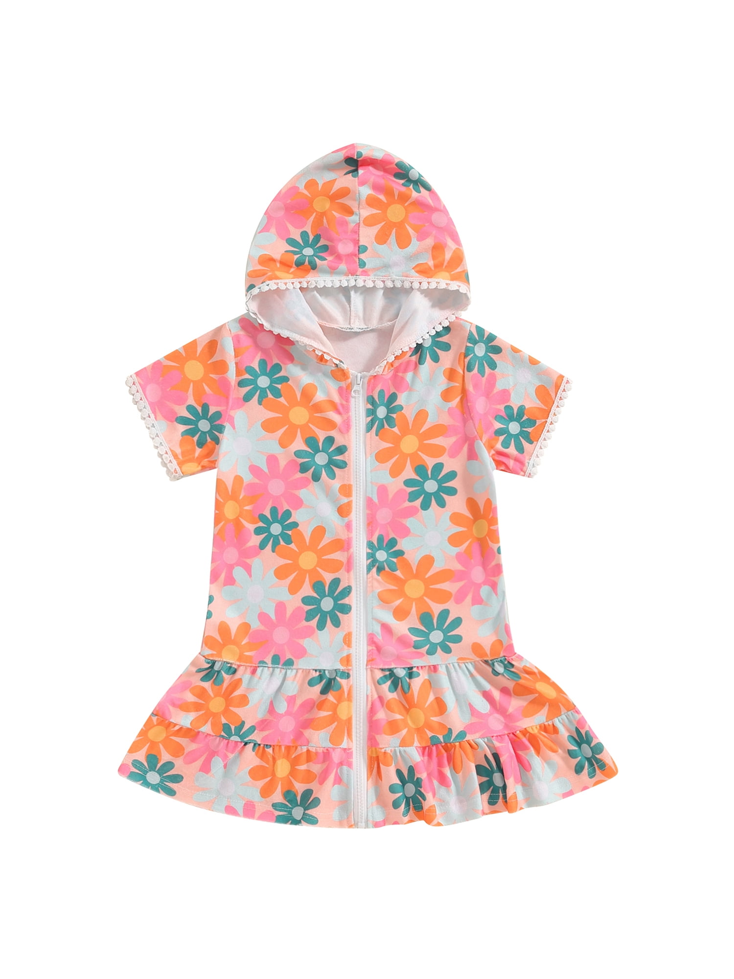 Jkerther Kids Robes Toddler Girls Swimsuit Cover Ups Towel Robe ZipUp