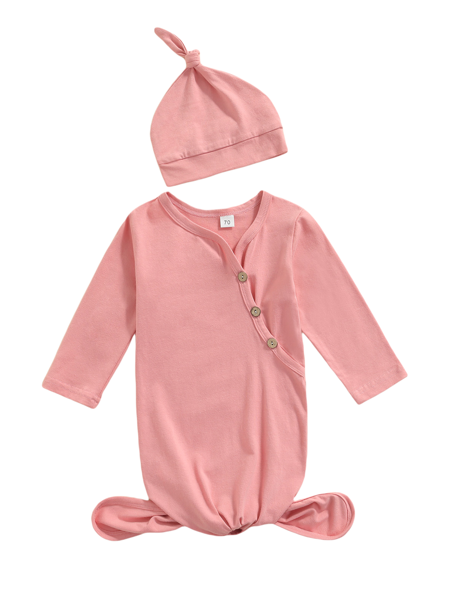 Jkerther Newborn Baby Boy Girl Knotted Gowns Long Sleeve Printed