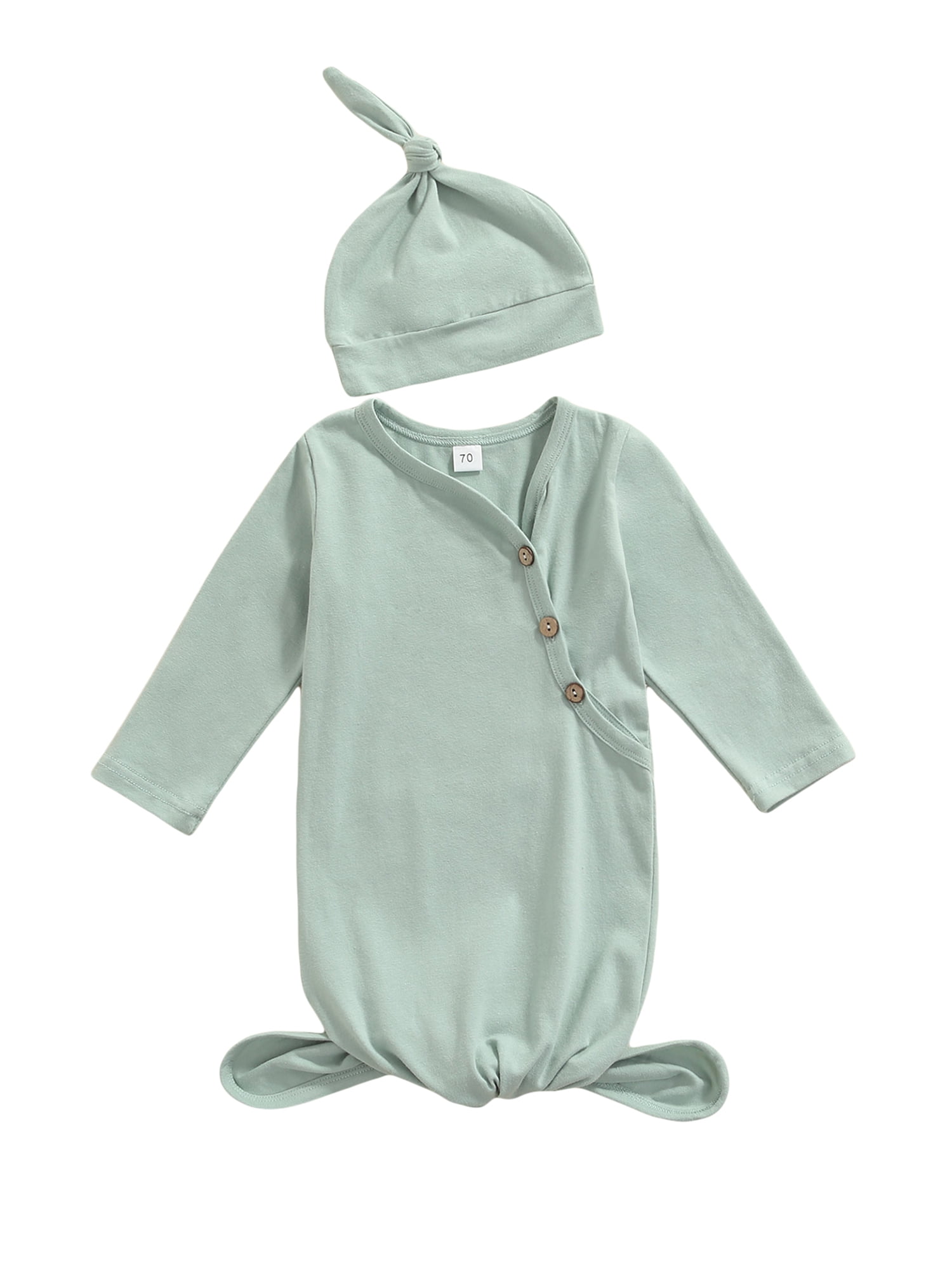 Jkerther Newborn Baby Boy Girl Knotted Gowns Long Sleeve Printed