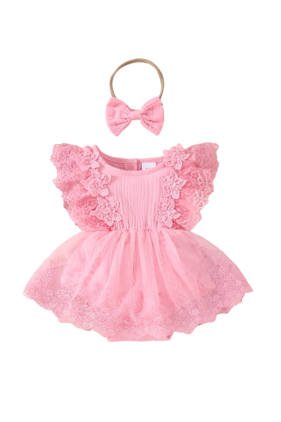 Newborn Baby Girl Outfits Butterfly Ruffle Lace Romper Jumpsuit Bodysuit Half 1st Birthday Photoshoot Dress