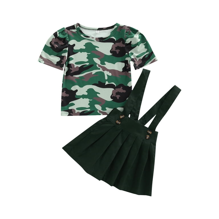 Jkerther Summer Kids Baby Girl Camouflage Print Short Sleeve Tops+