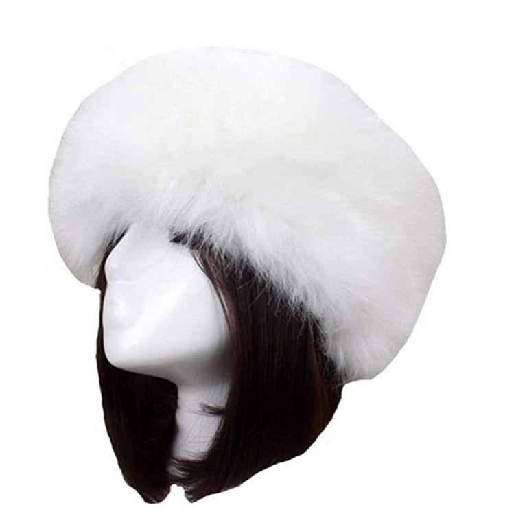 Jkerther Thick Fluffy Russian Cap Faux Fur Headband Hat Winter