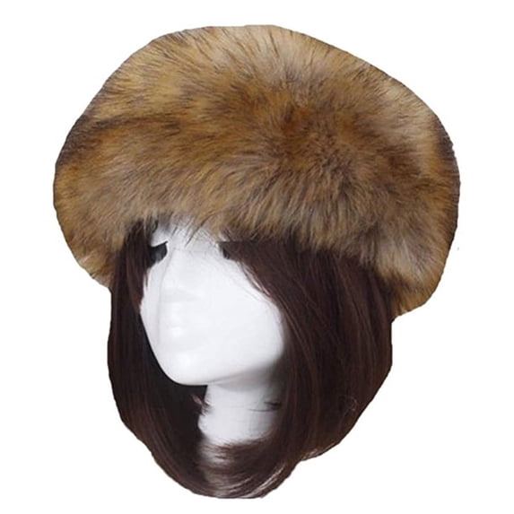 Jkerther Thick Fluffy Russian Cap Faux Fur Headband Hat Winter Earwarmer Ski Hats For Women