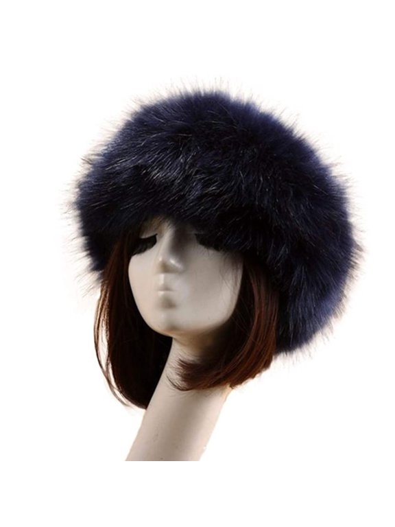 Thick Fluffy Russian Cap Faux Fur Headband Hat Winter Earwarmer Ski Hats For Women