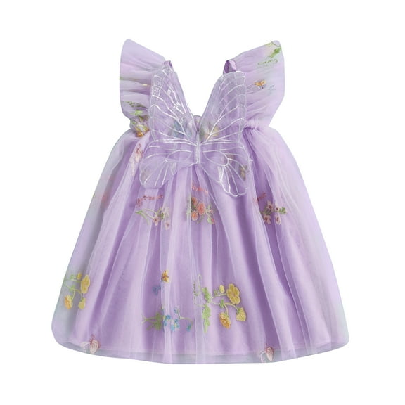 Jkerther Toddler Baby Girl Halloween Costumes Fairy Butterfly Wings 3D Butterfly Sleeveless Tutu Dress Birthday Party Outfits