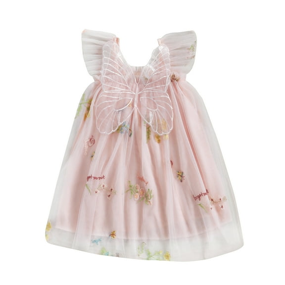 Jkerther Toddler Baby Girl Halloween Costumes Fairy Butterfly Wings 3D Butterfly Sleeveless Tutu Dress Birthday Party Outfits