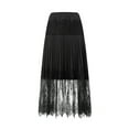 thumbnail image 1 of Jkerther  Women Lace Half Slip Skirt Pleated Skirt Flowy Y2K Floral Ruffled Lace Trim Long Slip Skirts Extender Underskirt, 1 of 8