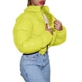 thumbnail image 1 of Jkerther Women Long Sleeve Zip Up Stand Collar Cropped Bubble Down Coats Shiny Metallic Quilted Parkas Winter Puffer Jackets, 1 of 6