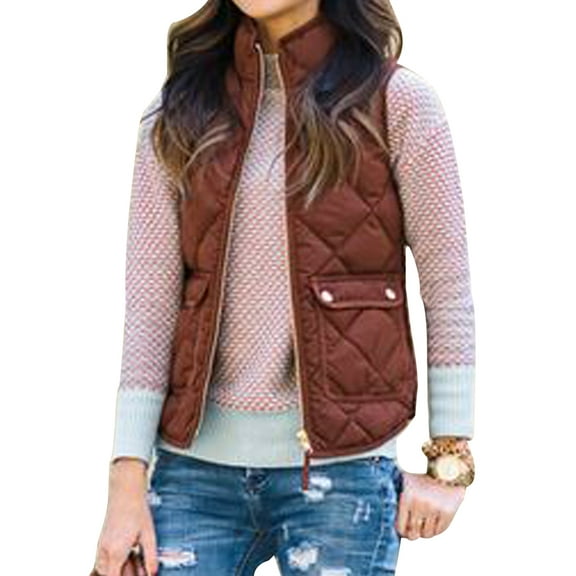 Jkerther Women Puffer Padded Vest Jacket Gilet Ladies Sleeveless Coat Snowsuit Jacket Plus Size