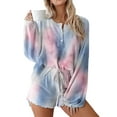 thumbnail image 1 of Jkerther Women's 2 Piece Tie Dye Drawstring Pajamas Long Sleeve Home Lounge Wear Sleepwear, 1 of 5