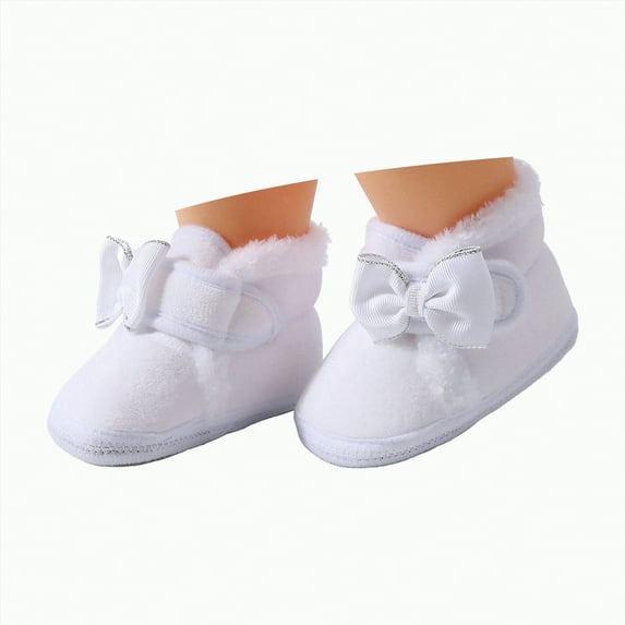 Jkety Baby Booties Baby Boys Girls Booties Sock Shoes Slippers Winter Warm Crib Footwear First Walkers White,5
