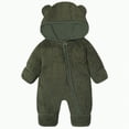 thumbnail image 1 of Jkety Baby Boy Clothes Newborn Baby Bear Outfit With Fold-Over Mittens and Footies Girls Boys Winter Fleece Clothes Hooded Romper Snowsuit Green,0-6 Months, 1 of 7