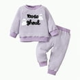 thumbnail image 1 of Jkety Baby Boy Outfits Toddler Baby Boy Halloween Outfits Long Sleeve Shirts Pumpkin Sweatshirt with Pants 2Pcs Winter Clothes(Light Purple,12-18 Months), 1 of 9