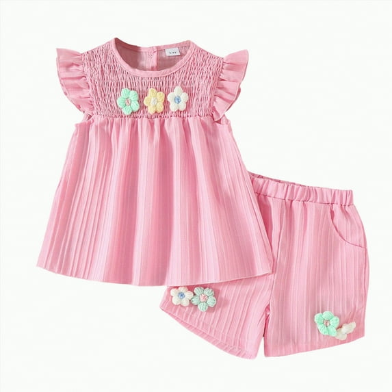 Jkety Baby Girl Clothes Toddler Girls Clothes Girl' Clothing Sets Toddler Girl Summer 2pcs Clothes Sets Shorts Cute Newborn Baby Boy Outfit Pink,2-3 Years