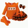 thumbnail image 1 of Jkety Baby Girls Halloween Outfits Skirt Outfits for Girls Sweatshirt with Flare Skirt 2Pcs Fall Clothes Set(Yellow,0-3 Months), 1 of 9