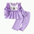 thumbnail image 1 of Jkety Baby Halloween Clothes Toddler Baby Girl Halloween Outfit Fall Pullover Sweatshirt Top Flared Pants Set Cute 2 Piece Bell Bottom Outfit Purple,2-3 Years, 1 of 7