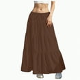 thumbnail image 1 of Jkety Boho Skirt Women's Long Maxi Tulle Skirts A Line Ruffle High Waisted Tiered Layered Mesh Tutu Skirt(Coffee,2XL), 1 of 6