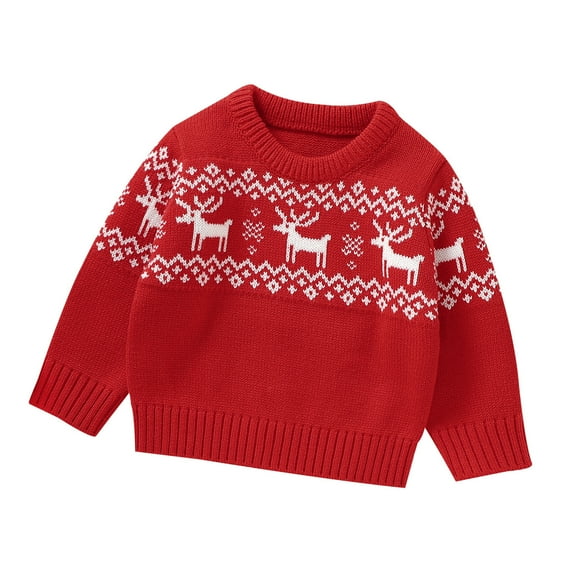 Jkety Boys Christmas Outfit Baby Boys Girls Christmas Sweaters Cute Candy Cane Embroidery Long Sleeve Knit Pullover Tops Toddler Winter Clothes Red,9-12 Months