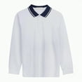 thumbnail image 1 of Jkety Boys Polo Shirt Kids Boys Long Sleeve School Uniform String Pique Polo Shirts(Dark Blue,10-11 Years), 1 of 4
