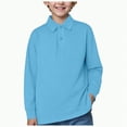 thumbnail image 1 of Jkety Boys Polo Shirts Size 10-12 Boys School Uniform Long Sleeve Polo Shirt, Button Closure, Comfortable & Soft Fabric(Sky Blue,6-7 Years), 1 of 5