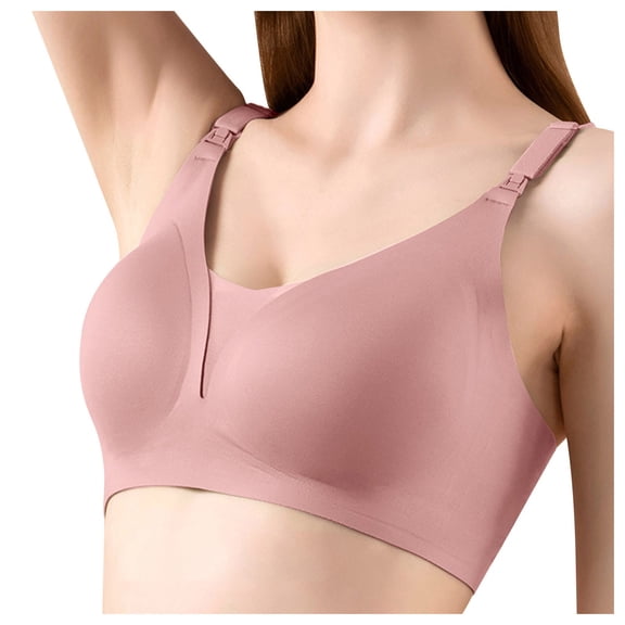 Jkety Bralettes for Women Womens Comfortable Wireless Bras Push Up Seamless Bralettes Soft Neck Brassiere Scalloped Full Coverage Everyday Bra Pink,M
