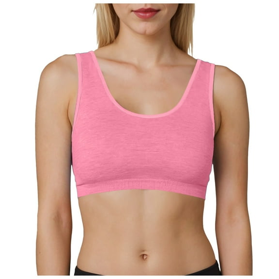 Jkety Bras for Women No Underwire Womens' Sports Bra Longline Wirefree Padded with Medium Support Pink,3XL