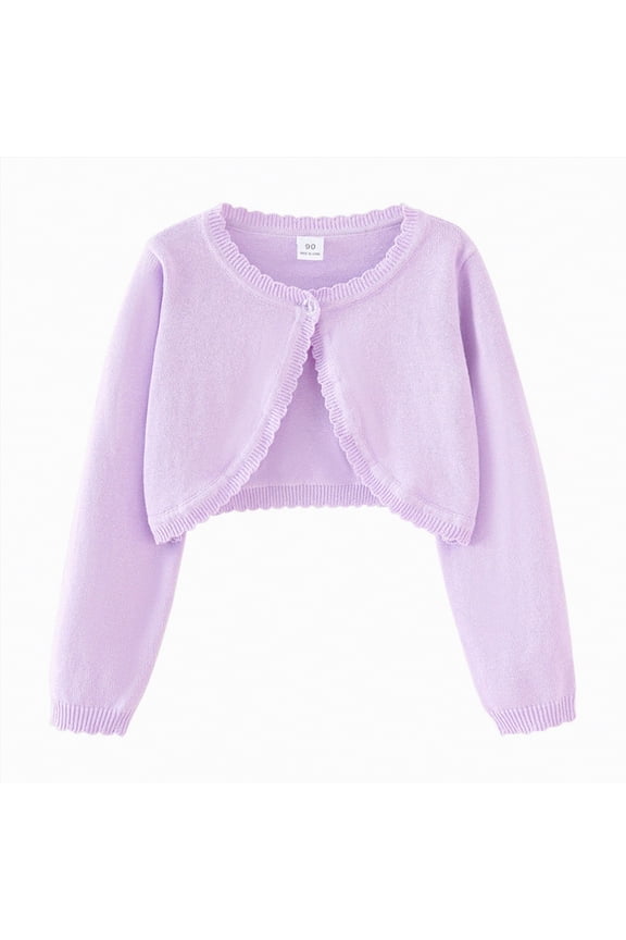 Cable Knit Cardigan Cardigans Sweater Cotton Button Solid Long Sleeve Knit Sweaters Sweater for Girls(Purple,4-5 Years)