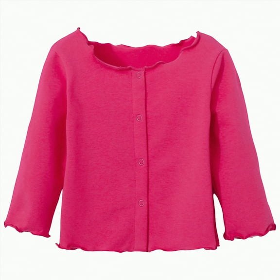 Jkety Cable Knit Cardigan Girl's Crewneck Lightweight Button-up Cardigan Cotton Knit Sweater Casual Cute Outerwear Girls Cardigan(Hot Pink,18-24 Months)