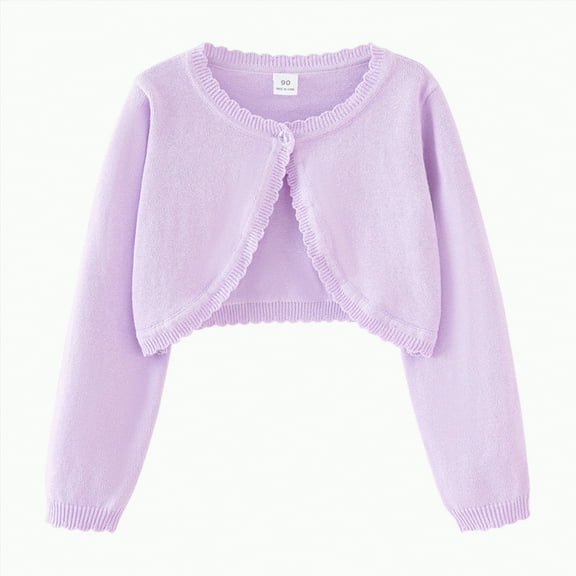 Jkety Cardigan Sweater Girls Button Down Cardigan Kids Long Sleeve Crewneck Uniform Knit Sweater 5-14 Years Girl Sweaters(Purple,7-8 Years)