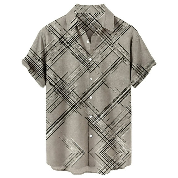Jkety Chemise Homme Manche Courte Mens Shirts Casual Cotton Short Sleeve Regular-Fit Shirt Summer Lightweight Beach Tops Grey,S