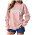thumbnail image 1 of Jkety Christmas Clothing for Women Christmas Sweatshirts Women: Sequin Merry Christmas Letter Print Sweater Embroidered Striped Xmas Pullover Tops Pink,2XL, 1 of 6