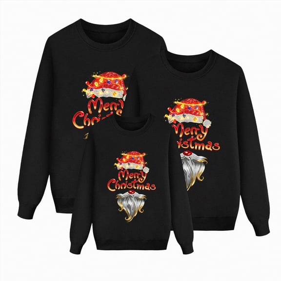 Jkety Christmas Matching Shirts Christmas Crew Santa Lights Matching Family Pajamas Holiday Long Sleeve T-Shirt Black,2Y