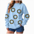 thumbnail image 1 of Jkety Christmas Plush Hoodies Womens Christmas Sweatshirts Pullover Tops Crewneck Long Sleeve Sweatshirt Xmas Holiday Blouse Sky Blue,S, 1 of 7