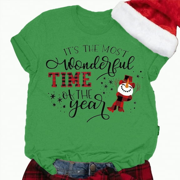 Jkety Christmas Shirt Women Christmas Shirts Womens Leopard Plaid Trees Printed Casual Short Sleeve Graphic Tees Tops Green,XL