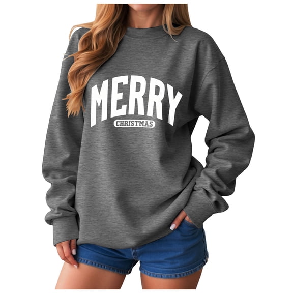 Jkety Christmas Sweatshirt Christmas Shirt Womens Believe Plaid Print Tree T-Shirt Xmas Long Sleeve Sweatshirt Holiday Shirts Tops Dark Gray,2XL