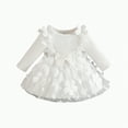thumbnail image 1 of Jkety Clothes for Girls Infant Baby Girl Boho Floral Lace Dress Ruffle A-Line Mesh Princess Dresses with Headband Baptism Outfits White,12-18 Months, 1 of 4