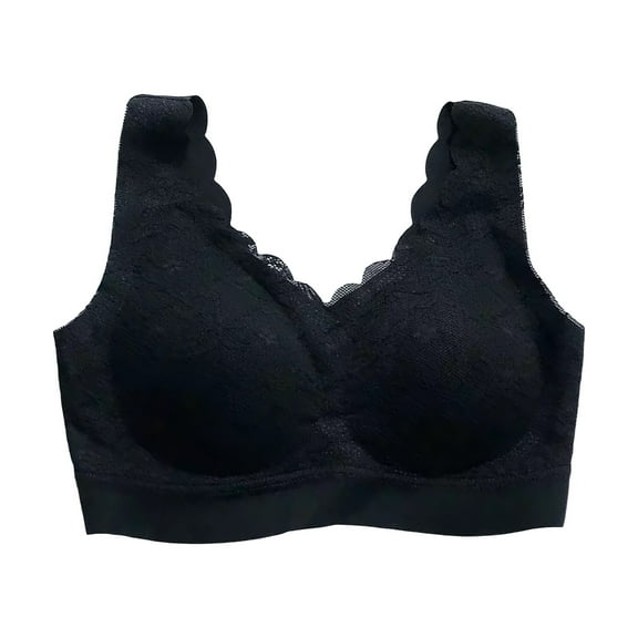 Jkety Comfortable Seamless Full Coverage Bra for Women Wireless Bras with Soft Support Regular Sports Bras for Women Large Bust Black,2XL