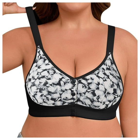 Jkety Cotton Bras for Women Womens Seamless Bra No Underwire Comfort Push Up Bras Wireless Bralette Full Coverage Sport Everyday Bra Black,M