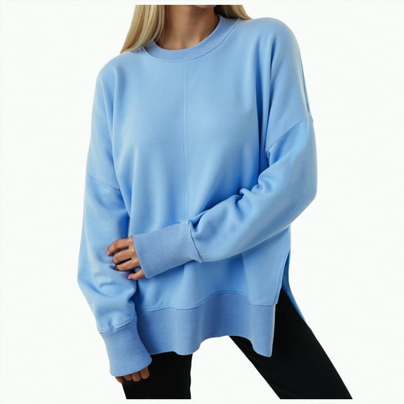 Jkety Crewneck Sweatshirt Women Cropped Sweatshirts for Women Cotton Raglan Sleeve Crop Tops Crewneck Pullover Sweat Shirts Blue,M