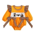 thumbnail image 1 of Jkety Cute Baby Girl Clothes Baby Girl Smocked Thanksgiving Outfit Plaid Bubble Romper Embroidery Turkey Fall Clothes(Orange,6-9 Months), 1 of 5