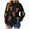 thumbnail image 1 of Jkety Cute Christmas Sweater Women Christmas Print Hoodie Long Sleeve Pullover Casual Sweatshirt Winter Holiday Santa Tree Candy Cane Top Black,L, 1 of 7