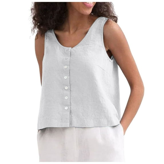 Jkety Cute Summer Tops Womens Summer Tank Tops Sleeveless T Shirt Casual Loose Fit Tunic Blouses(White,S)