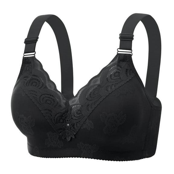 Jkety Front Closure Bras Bras for Women Large Bust Full Coverage Lace Plus Size Bra Black,38