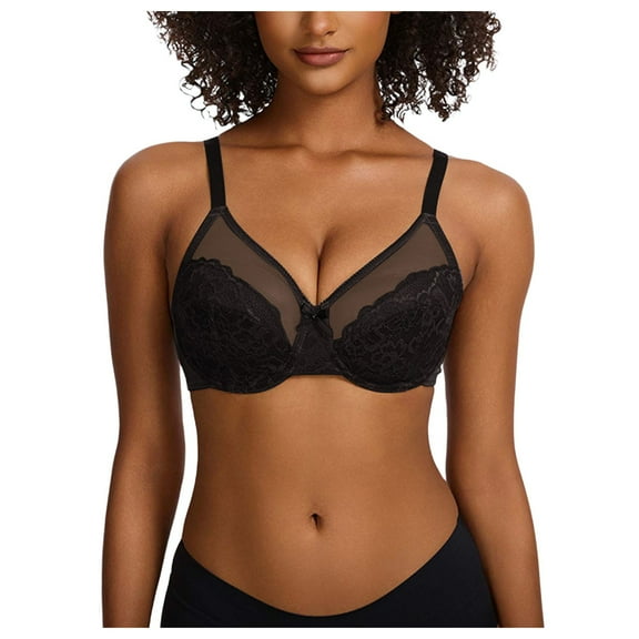 Jkety Front Closure Bras Women's Body By Unlined Front Close Underwire Racerback Bra Black,42E