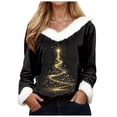 thumbnail image 1 of Jkety Sweater Women Women's Christmas Tree Print Long Sleeve Pullover Sweater with Collar Festive Holiday Top Gold,2XL, 1 of 5