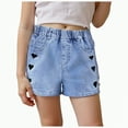 thumbnail image 1 of Jkety Girl Shorts Girls Slim-fit Denim Shorts,Ripped Simple Design Summer Half Jeans Pants Jean Shorts for Kids(Black,11-12 Years), 1 of 5